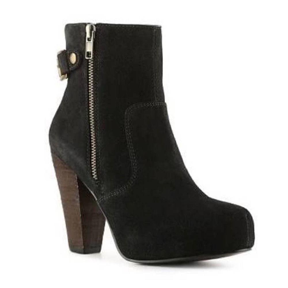 Steve Madden Black Gracieee Suede Black Booties Size 10